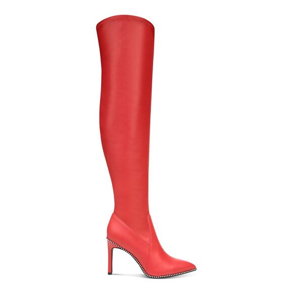 BAR III Womens Red 21 Boot Height Stretch Milliee Pointed Toe Stiletto Boots 6 M - Picture 3 of 4